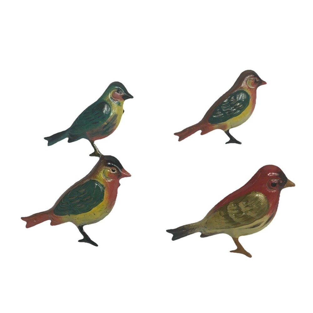 Pier 1 Metal Bird Napkin Ring Holders Multicolor‎ Hand painted Whimsical Set (4)